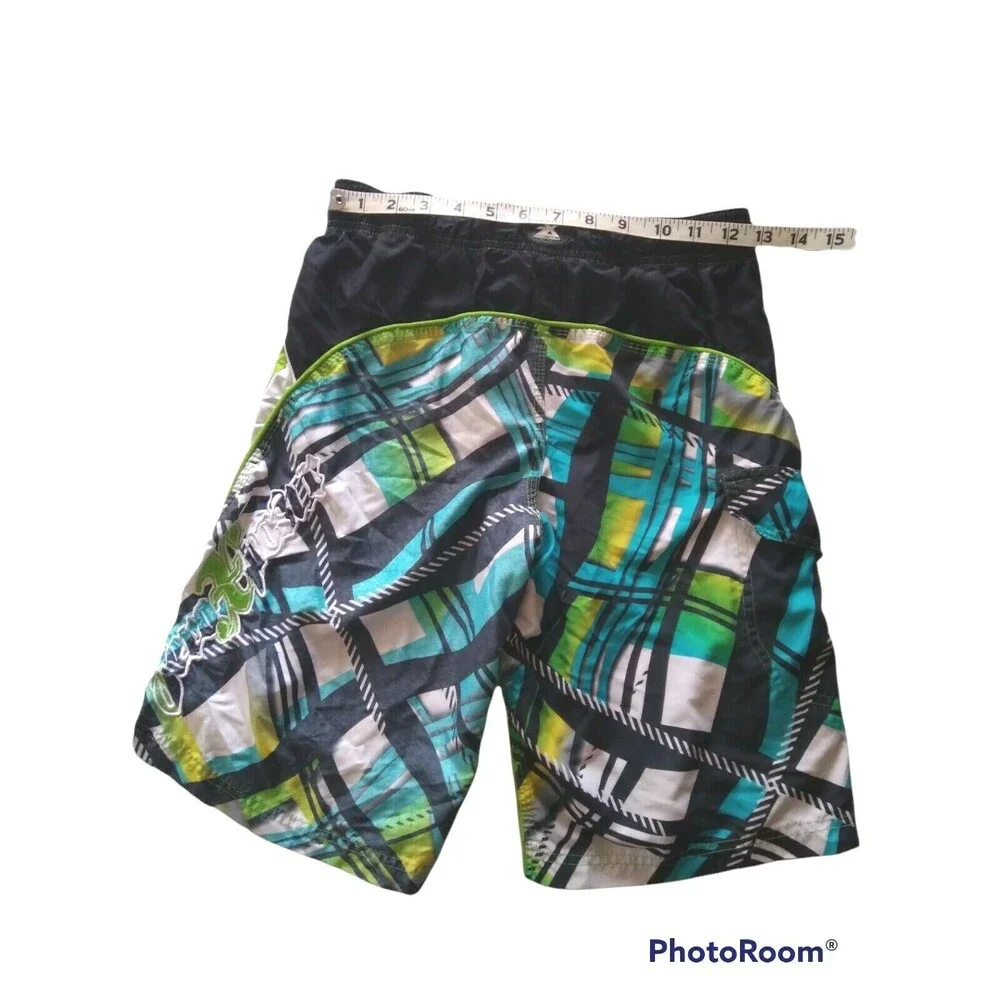 ZeroXposur Boys M 10 12 Swim Trunks Surf Board Shorts Skater Emerald Green Loud